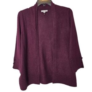 Evolution Women's Purple Open Front 3/4 Sleeve Sweater Size Small Nwot